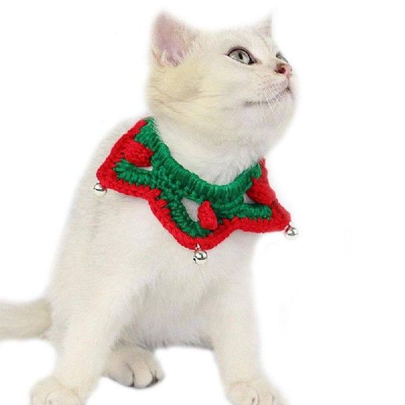 christmas small cat cute collar red star shaped xmas pet