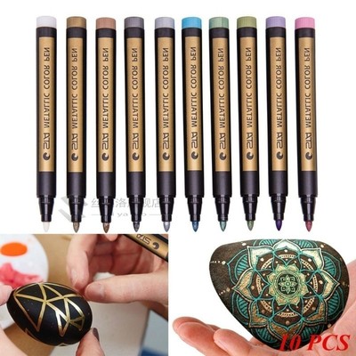 10PCS/Lot Metallic Markers Paints Pens Art Permanent Writing