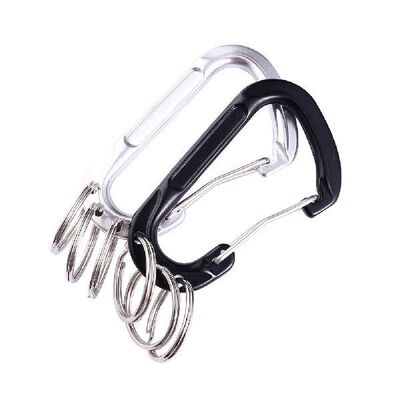 Carabiner Clip Hanging Hook Buckle with Three-ring Keychain