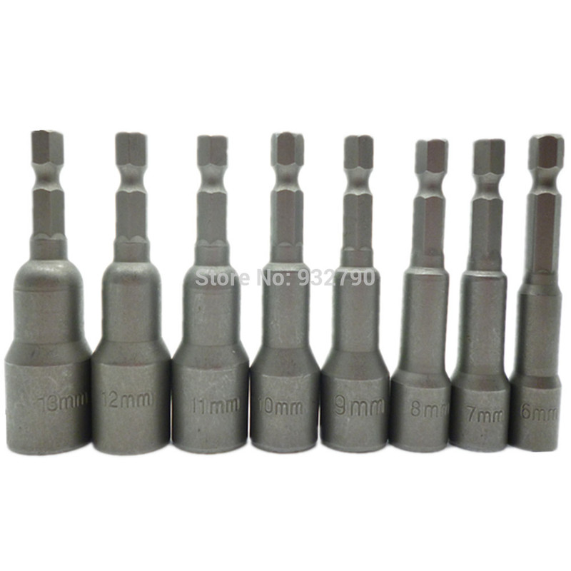 8pcs Nut Driver Set Socket Adapter Adaptor Hex Drill Bit 6-1 包装 内托 原图主图