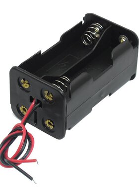 Black Tow Layers 4 x 1.5V AA Batteries Holder Case Box w Wir