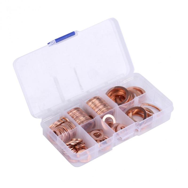 120Pcs 8 Sizes Solid Copper Washers Sump Plug Assortment Har
