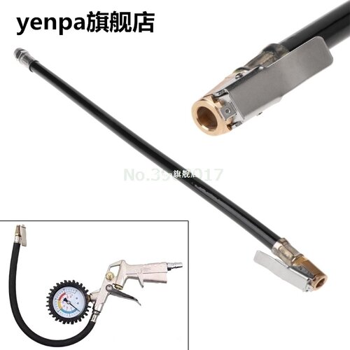 Air Tyre Inflator Pressure Car Auto Tire Pump Hose Gauge Fle