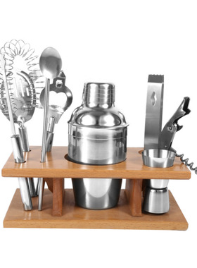 8pcs Cocktail Shaker Mixer Drinker with Holder Stand Drinkin