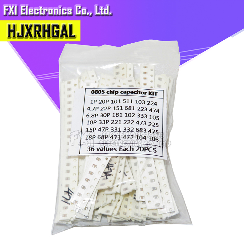 36values*20pcs=720pcs 0805 SMD Capacitor assorted kit 1pF~10