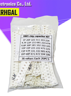 36values*20pcs=720pcs 0805 SMD Capacitor assorted kit 1pF~10
