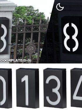 0-9 Number Solar Led Light Outdoor Garden Solar Number Door