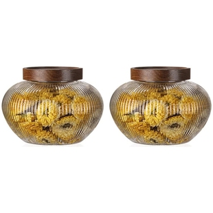 Hot 2 Pack Glass Jars Set, Spice Jars with Bamboo Lids,