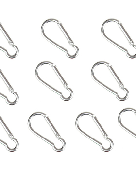 10 Silver S Carabiner Camp  Snap Clip Hook Keychain Keyring