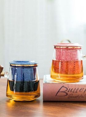 Creative Heat Resistant Glass Teacup with Ceramic Filter and