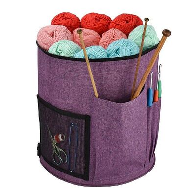 Plus Shoulder Strap Purple Wool Crochet Storage Tube Bag