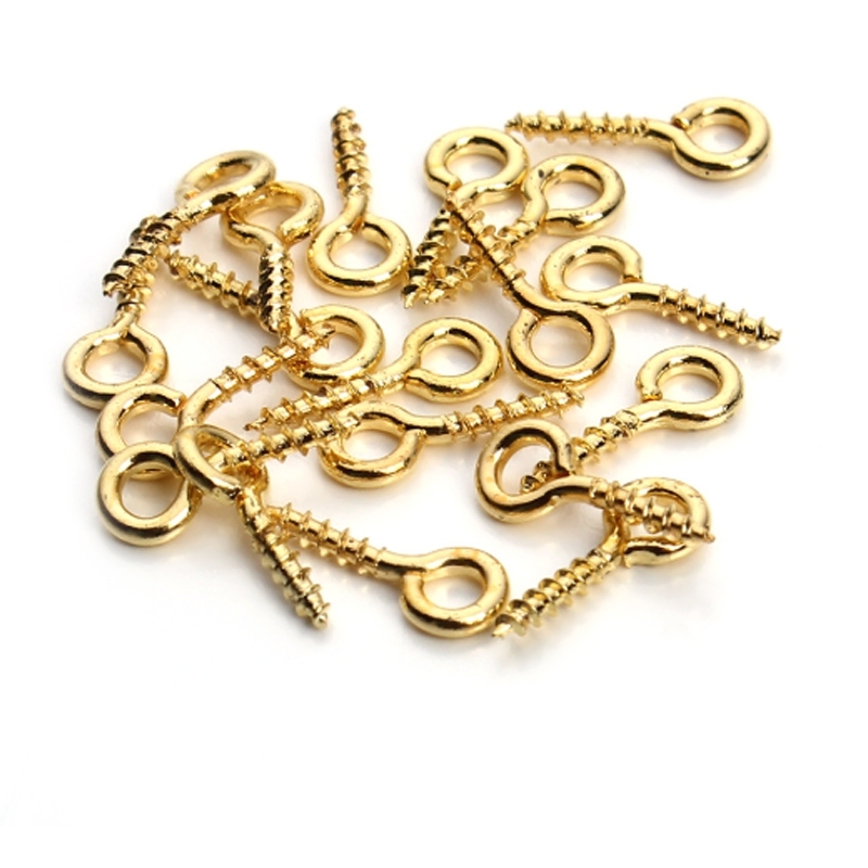 100 pcs 8mm x 4mm Screw Eye Bails Jewellery Craft (8x4MM Gol