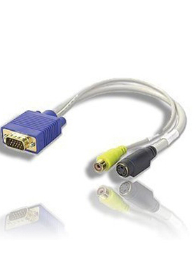 Blue Yellow 4 in / 10.2 cm TVout VGA to SVideo/RCA Cable Ada
