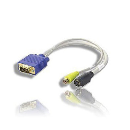 Blue Yellow 4 in / 10.2 cm TVout VGA to SVideo/RCA Cable Ada