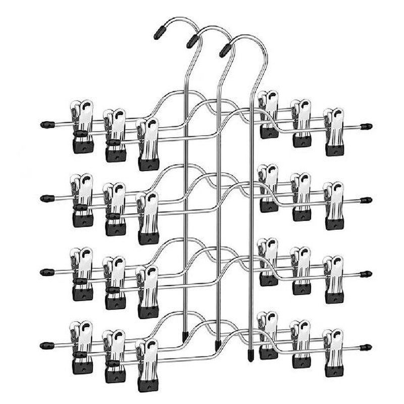 4 Tier Pants Hangers Space Saving Metal Skirt Hangers With图片