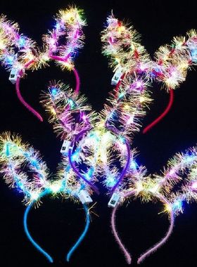 6Pcs Rabbit Ears Headband LED 3 Light Modes Cosplay