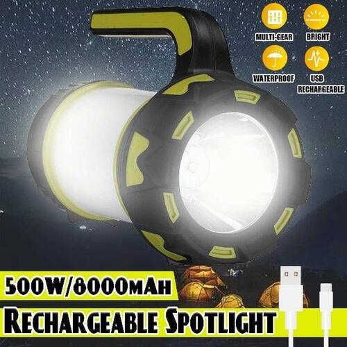 500W Super Bright LED Flashlight Portable Searchlight