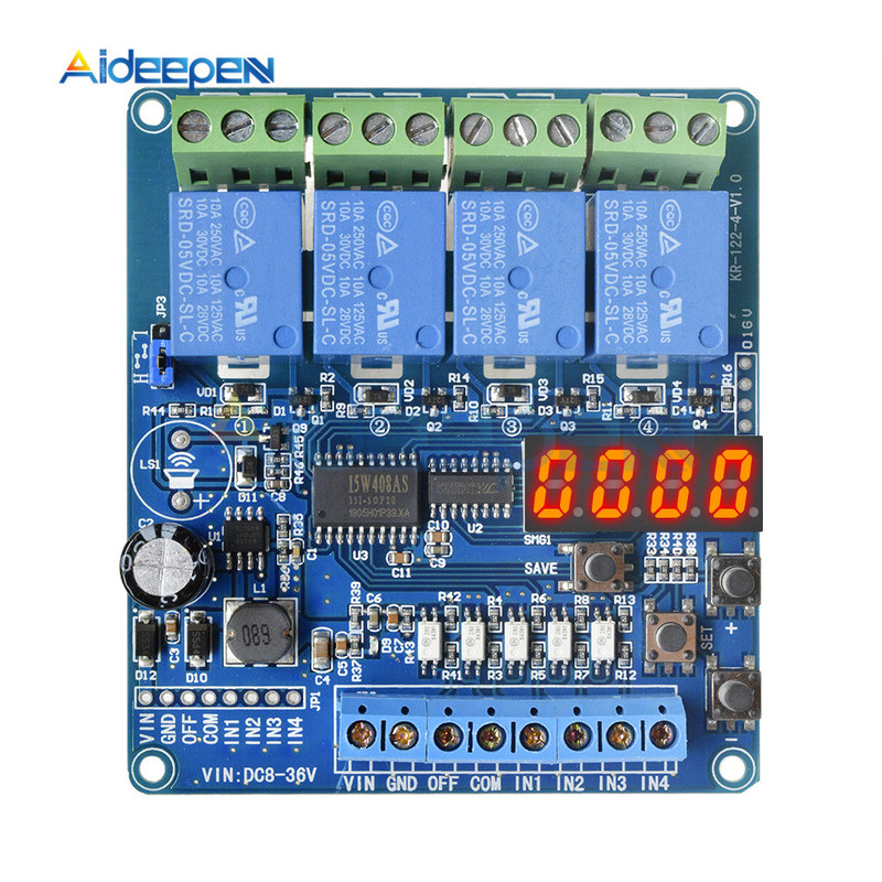 DC 8V-36V 4 Channel Multi-function Relay Module Optocoupler
