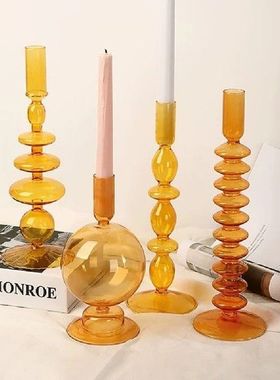 Nordic Taper Candle Holder Glass Vase Candlesticks for Home