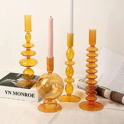 Nordic Taper Candle Holder Glass Vase Candlesticks for Home
