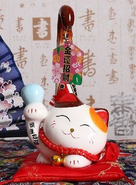 1pc Japanese Style Maneki Neko Ceramic Lucky Cat Ornament