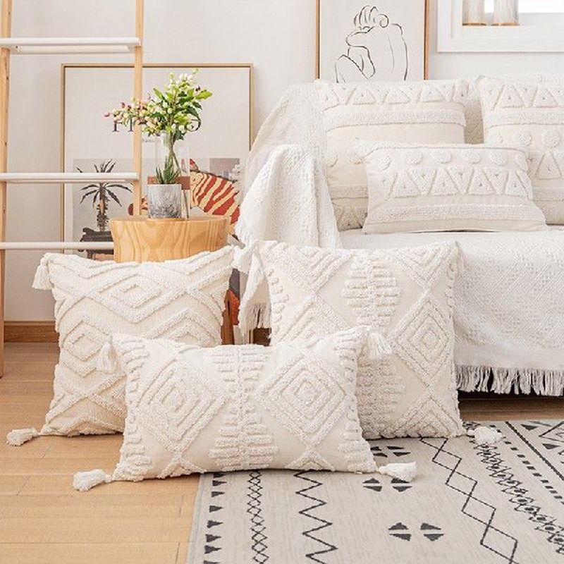 Cushion Cover 45x45cm/30x50cm Cotton Pillow Cover Ivory