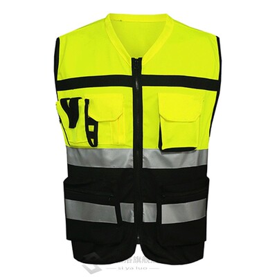 High Visibility Security Reflective Vest Pockets Constructio