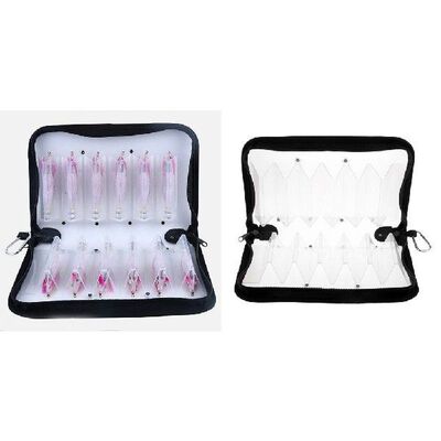 2pcs 12 Compartments Squid Jig Lure Zipped Bag Wallet Case