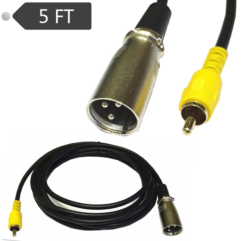 3Pin XLR male to single phono RCA coaxial shield cable 5ft