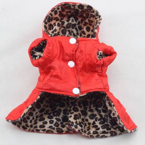 Warm Dog Coats Pets Leopard Pattern Tutu Coat Dress Puppy