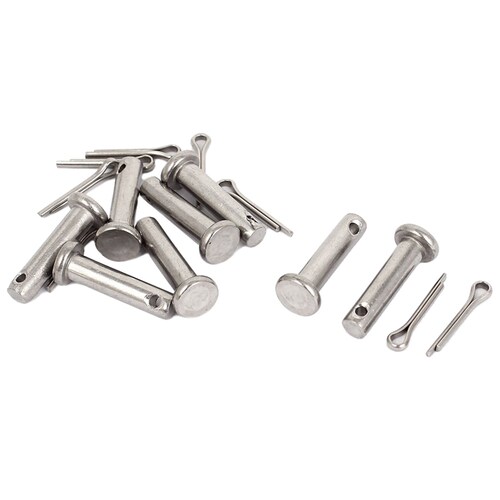 304 Flat Head Round Clevis Pins Fastener M5x20mm 8Pcs