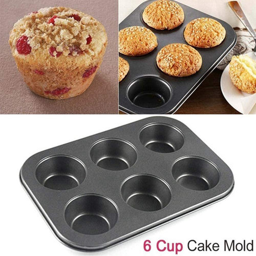 6-Cavity Cupcake Baking Tray Nonstick Cake Baking Mold Tray
