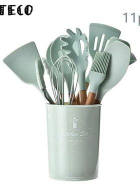 Green Silicone Utensils Cooking Kitchenware Tool Set With