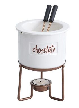 Fondue Pot Set Mini DIY Heating Ceramic Chocolate Melting Po