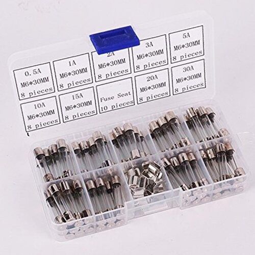72pcs 6x30mm Fast Blow Glass Tube Fuse with Fuse Holder Asso