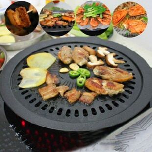 1pc Barbecue Plate Round Iron Korean BBQ Grill Plate No