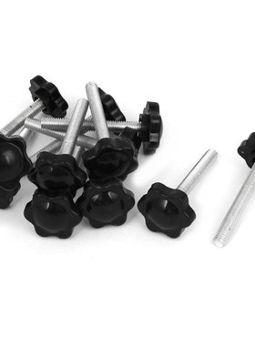 12x Black+Silver Spare Part M6x45mm Male Threaded Knurled Gr