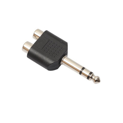 D3 6.35mm Audio Stereo Male Socket to 2 RCA Female Adapter C