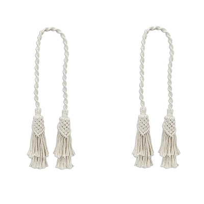 Hot 2Pcs Bohemian Curtain Tiebacks Cotton Macrame Tassel