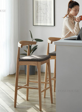 6 Sizes Nordic Solid Wood Bar Chair Household Backrest