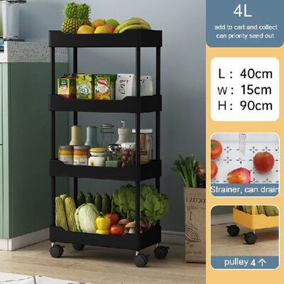 Kitchen Storage Rack Carts Trolley Black Bathroom Storage