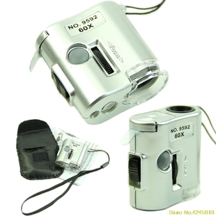 60X Microscope Illuminated Magnifier Glass Jeweler Loupe Len