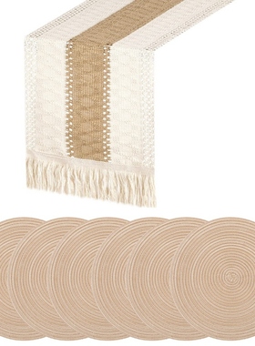 Hot Table Runners and 15 Inch Round Braided Placemats Set