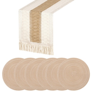 Hot Table Runners and 15 Inch Round Braided Placemats Set