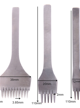 3pcs Leather Punch Tool 3.85mm 2/5/10 Prong Leather Craft To