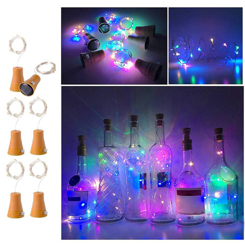10Pack Solar Wine Bottle Lights 20 LED Solar Cork String