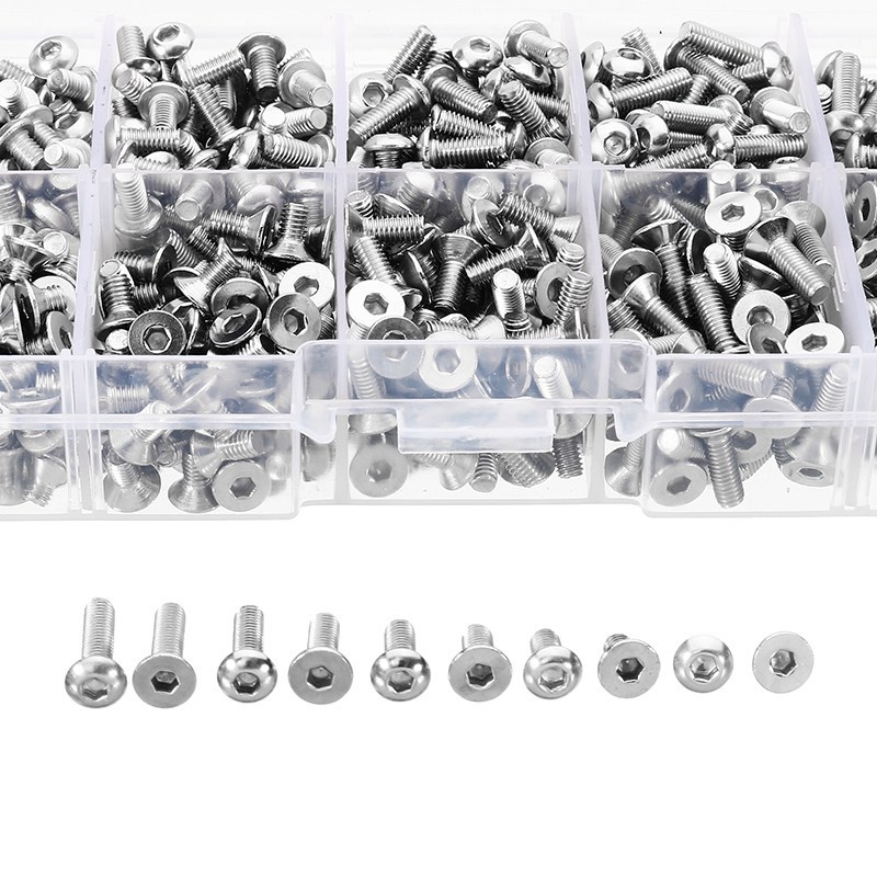 720Pcs M3SH8 M3 Hex Socket Button & Flat Head Screw Bolt