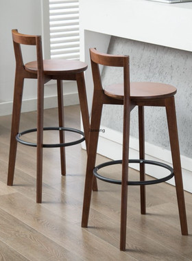 Nordic Bar Stools Solid Wood Simple Bar Stools American