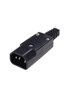 Black 3 Pin IEC 320 C14 Male Plug Rewirable Power Connector