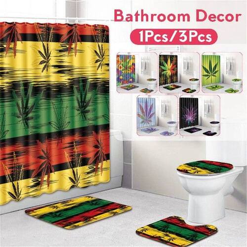 Fashion Maple Leaf Pattern Waterproof Polyester Shower